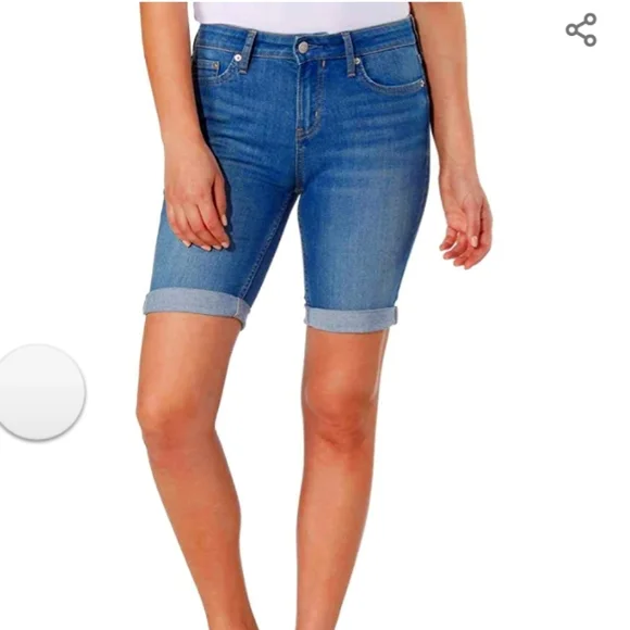 Calvin Klein Jeans Cuff Roll Denim Bermuda Shorts - Picture 3 of 9